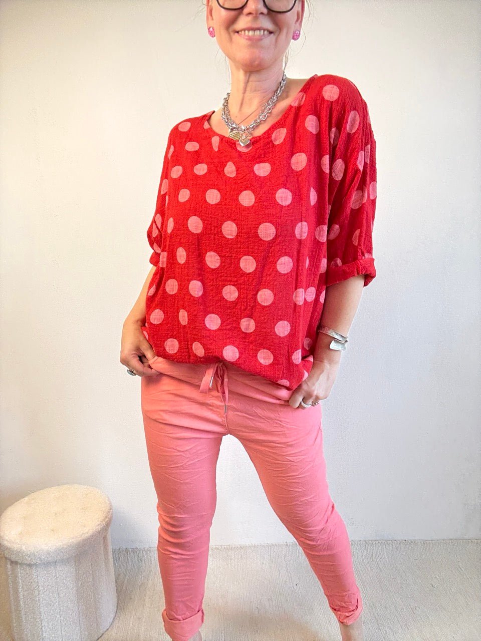 Shirt Lina Polka Rot - FROLLEIN KÄTHE Shop