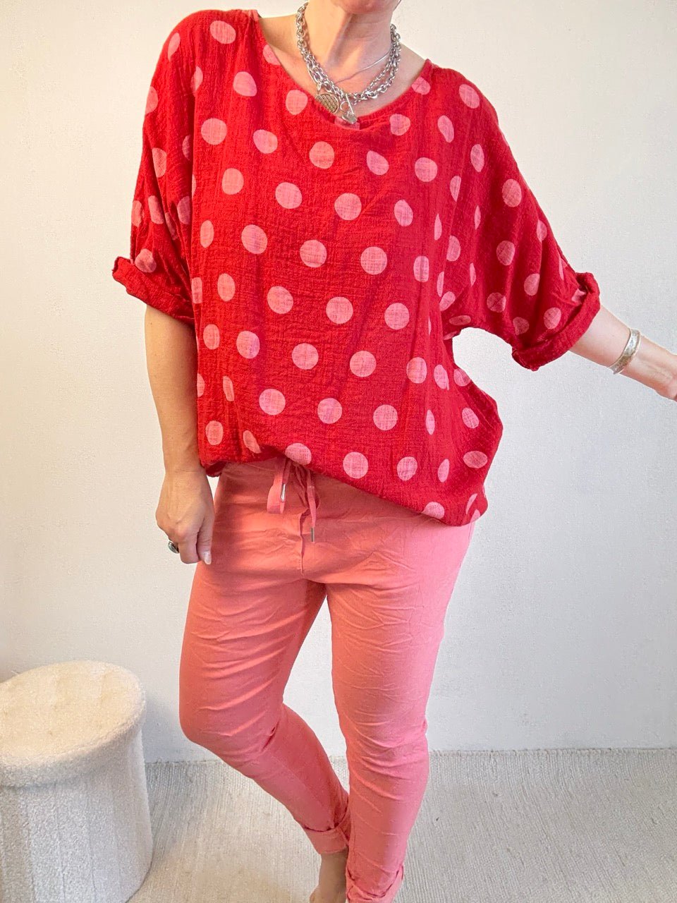 Shirt Lina Polka Rot - FROLLEIN KÄTHE Shop