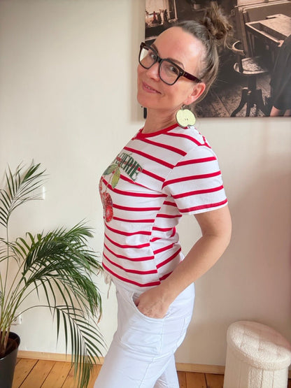Shirt Ma Cherie Weiß Rot - FROLLEIN KÄTHE Shop