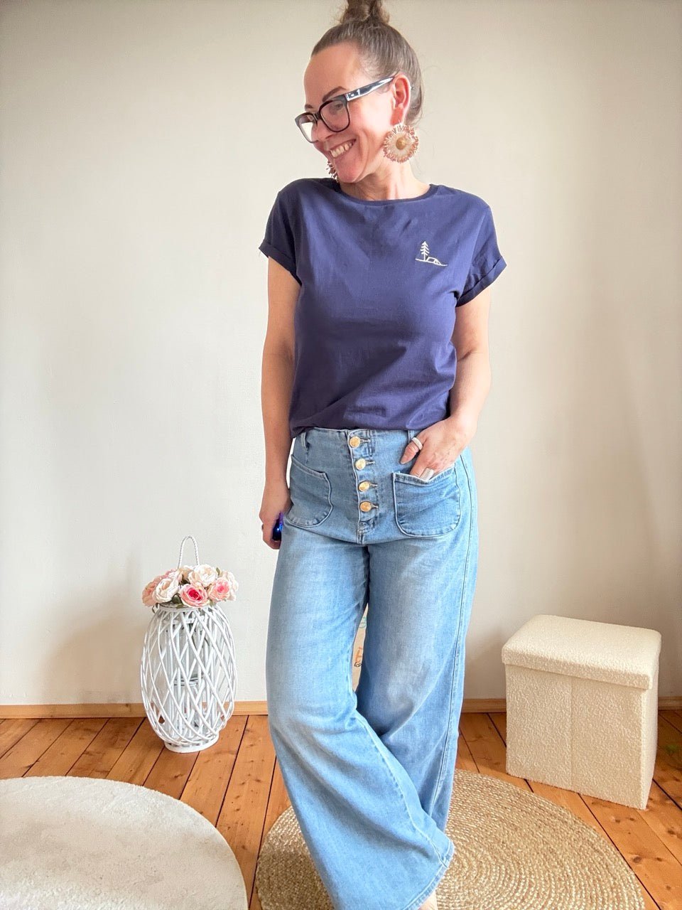 Shirt Me Time Freiluft Navy Bio Baumwolle - FROLLEIN KÄTHE Shop