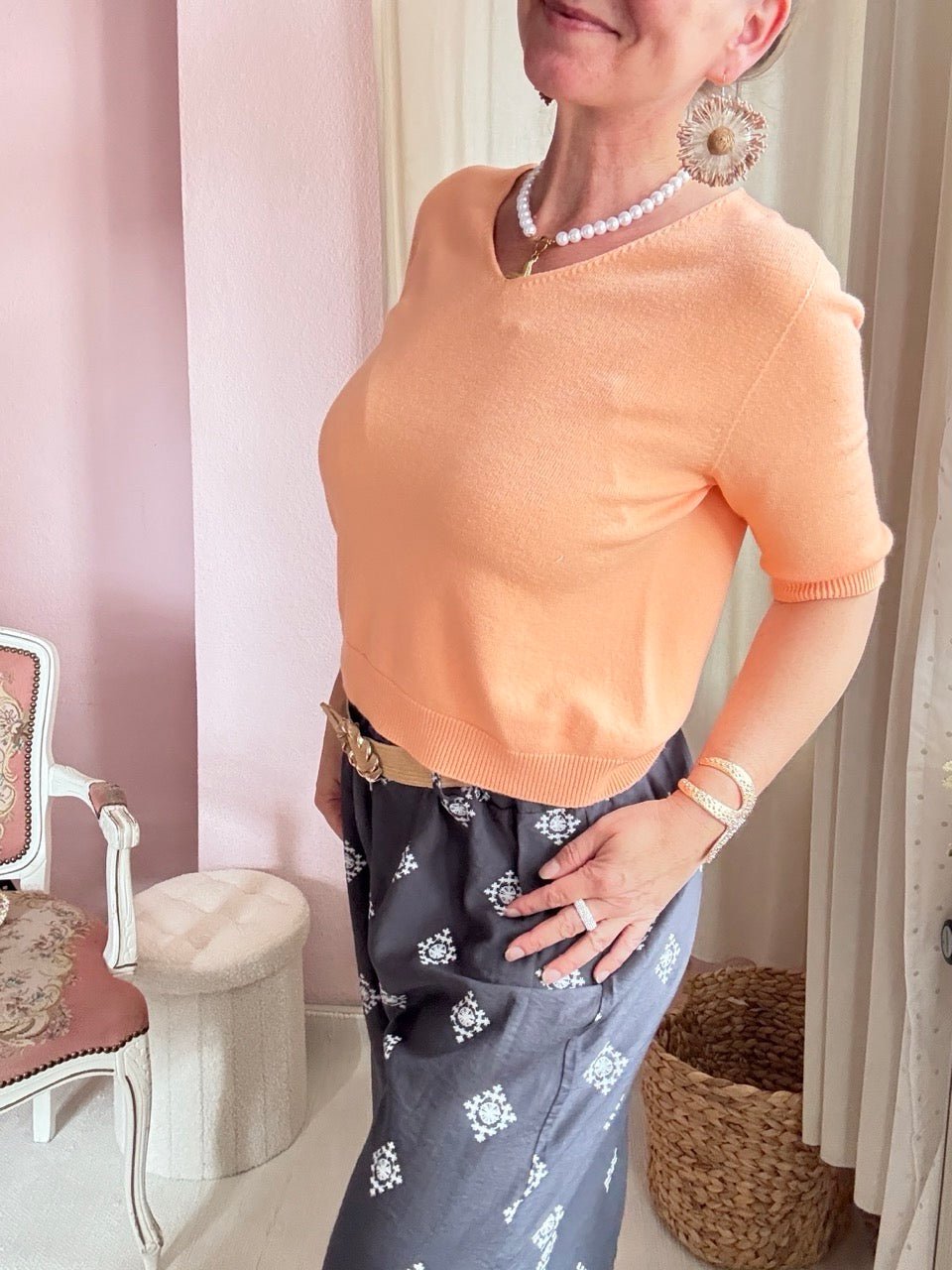 Shirt Sommerstrick Pfirsich - FROLLEIN KÄTHE Shop