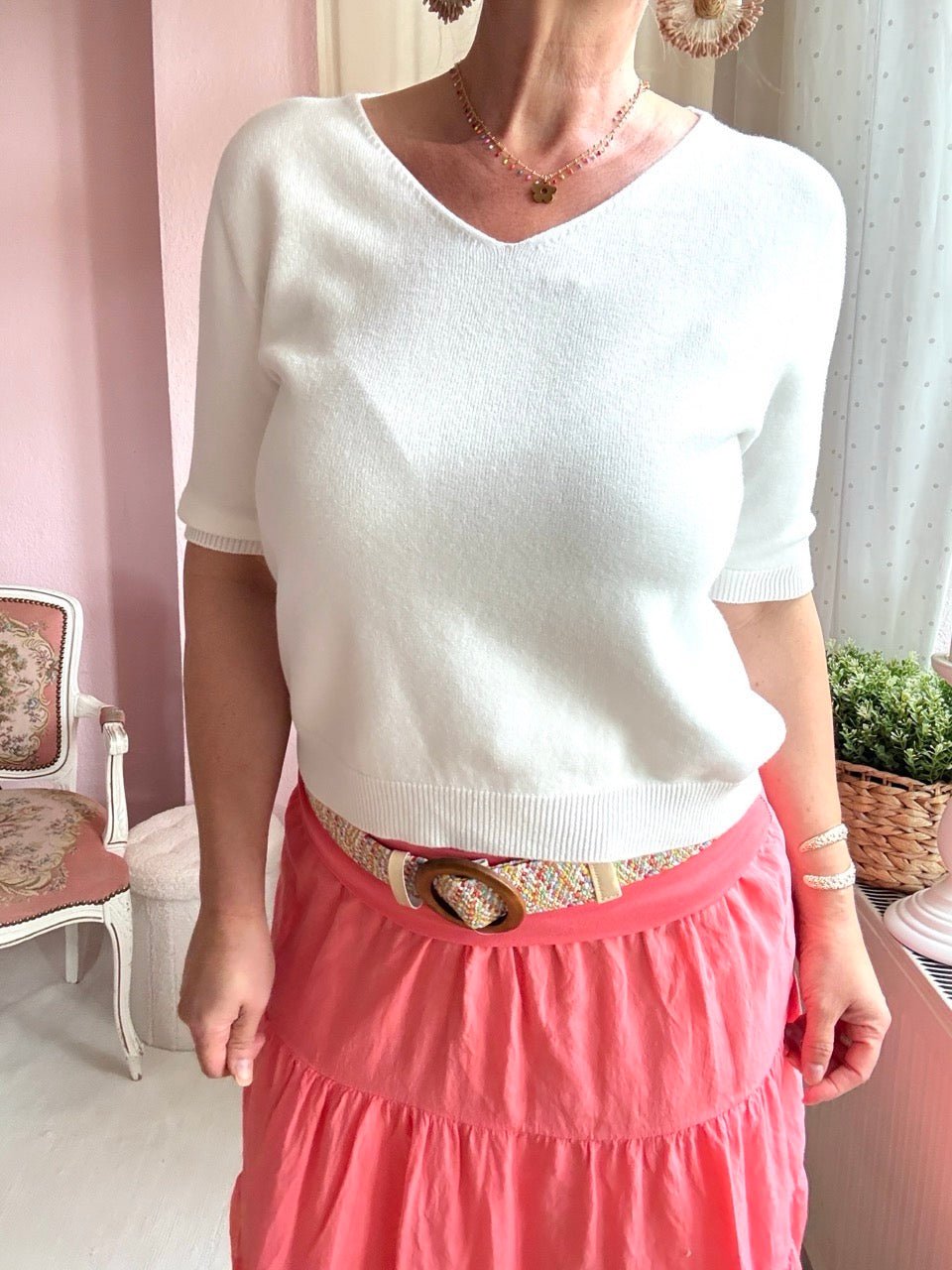 Shirt Sommerstrick Weiß - FROLLEIN KÄTHE Shop
