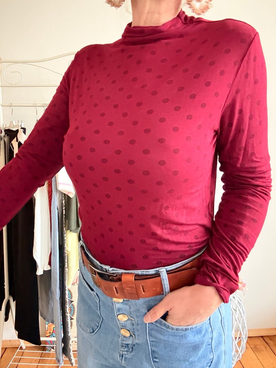 Shirt Stehkragen Punkte Cherry - FROLLEIN KÄTHE Shop