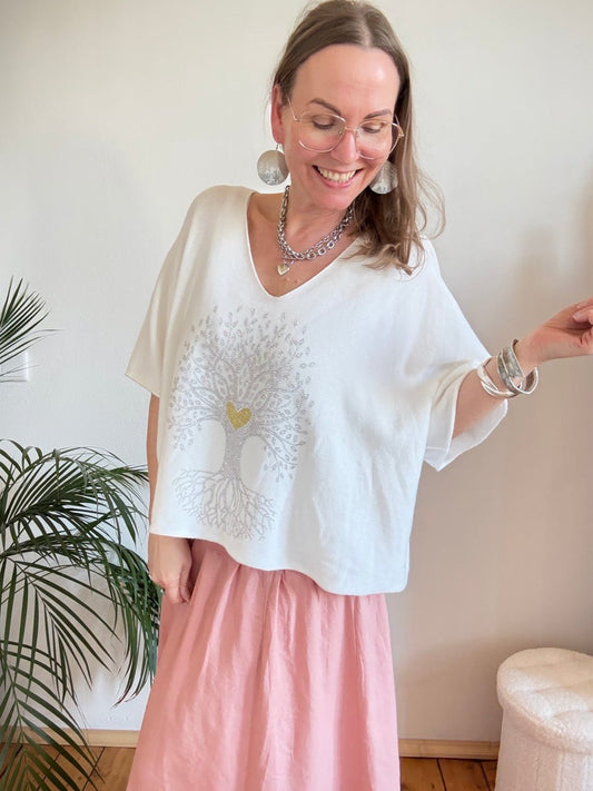 Shirt Strick Baum des Lebens Weiß - FROLLEIN KÄTHE Shop