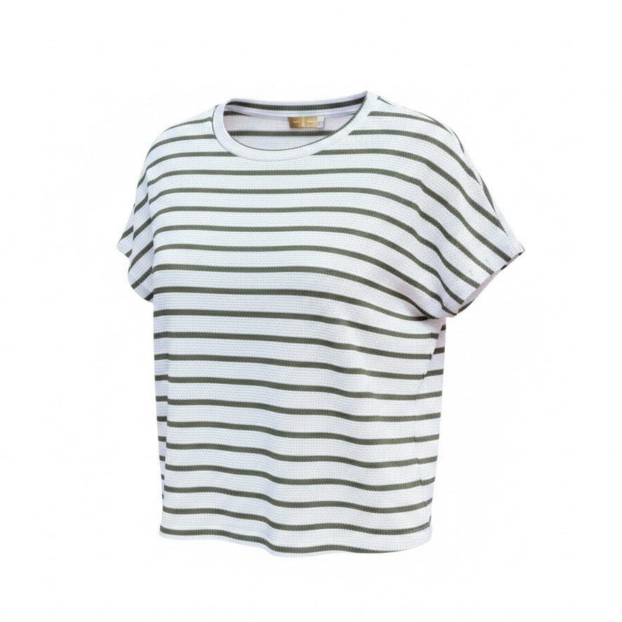 Shirt Stripe Weiß Olive - FROLLEIN KÄTHE Shop