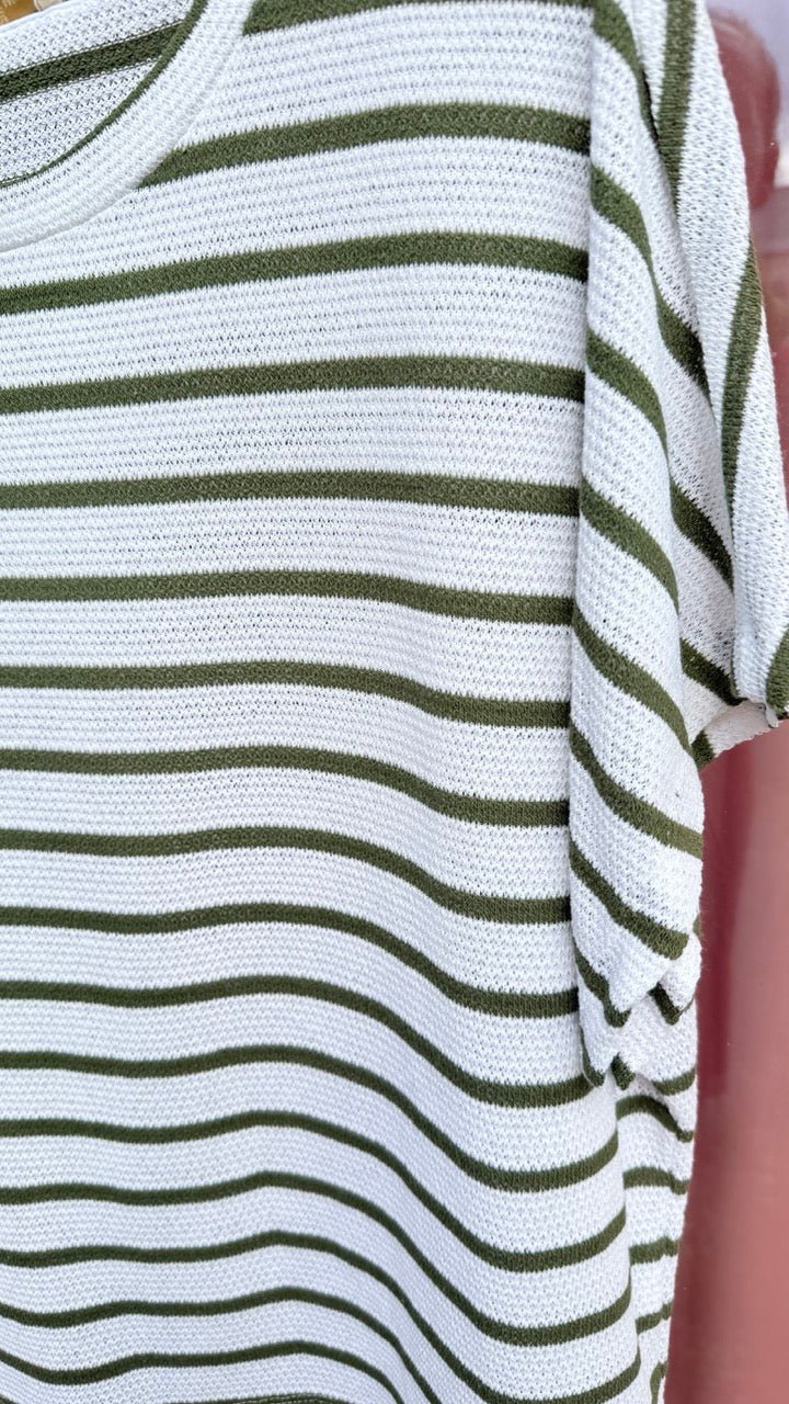 Shirt Stripe Weiß Olive - FROLLEIN KÄTHE Shop