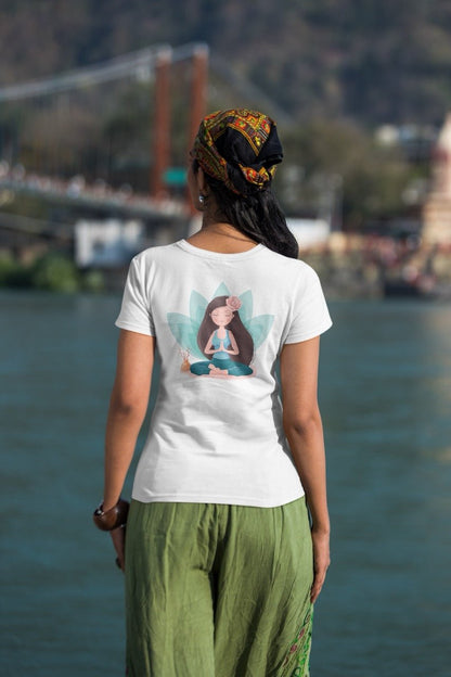 Shirt V - Neck Edelmädel Organic Yoga Girl Lotus Sitz - FROLLEIN KÄTHE Shop