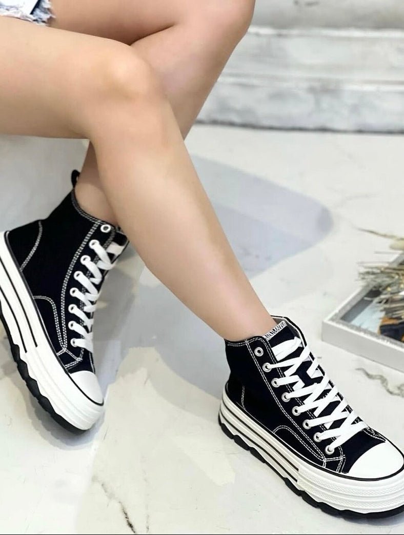 Sneaker Schwarz / High Top Sneaker - FROLLEIN KÄTHE Shop