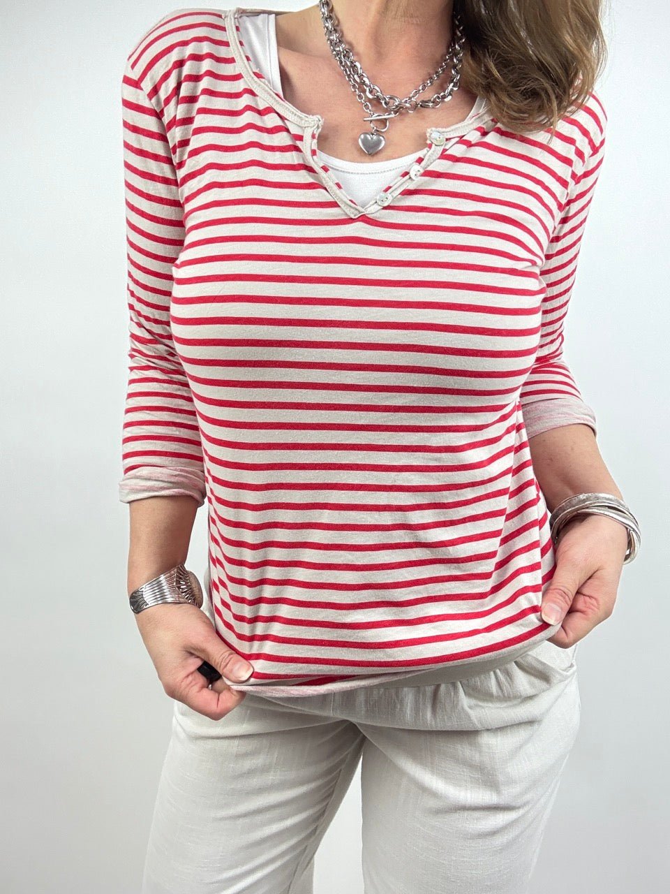 Streifen Shirt Colette in Rot - FROLLEIN KÄTHE Shop