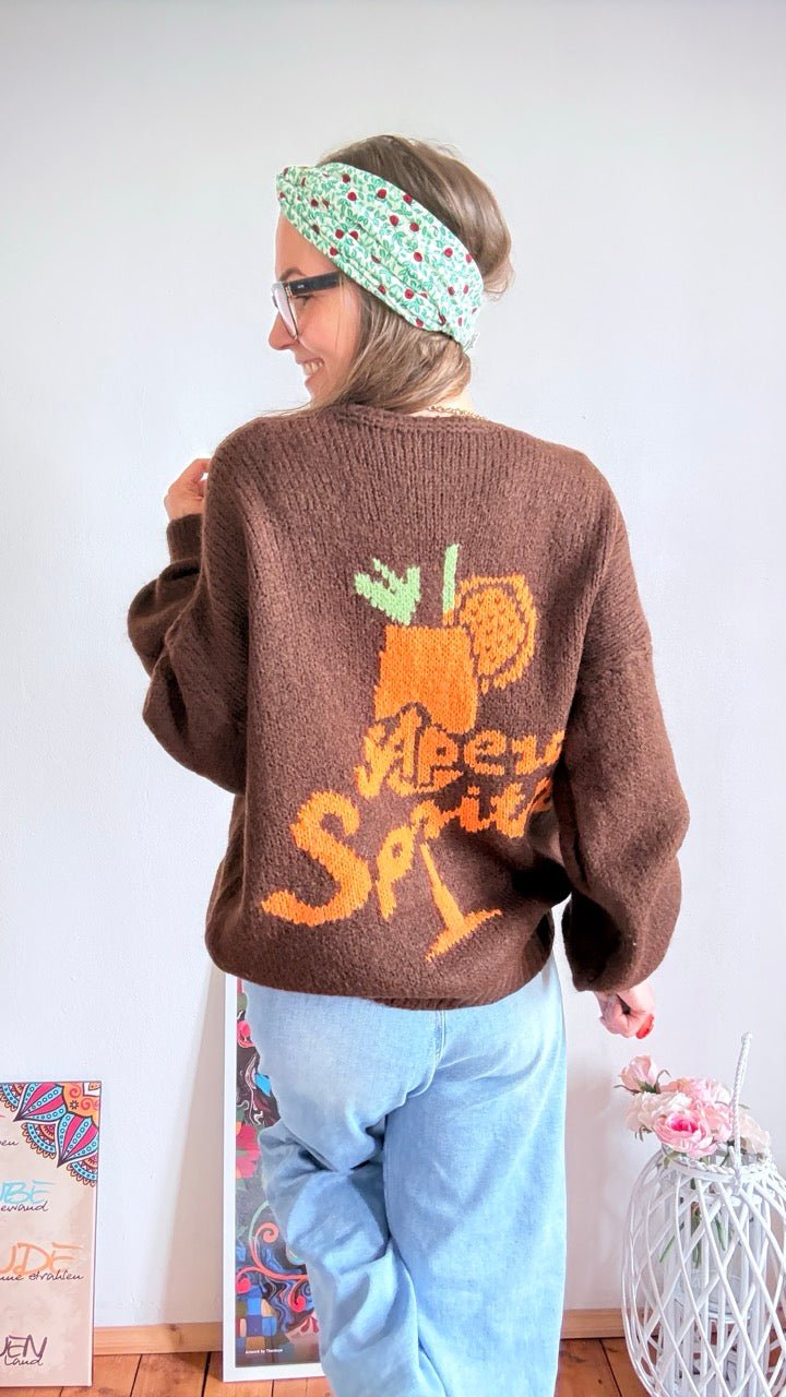 Strickjacke Aperol Schoko Braun - FROLLEIN KÄTHE Shop