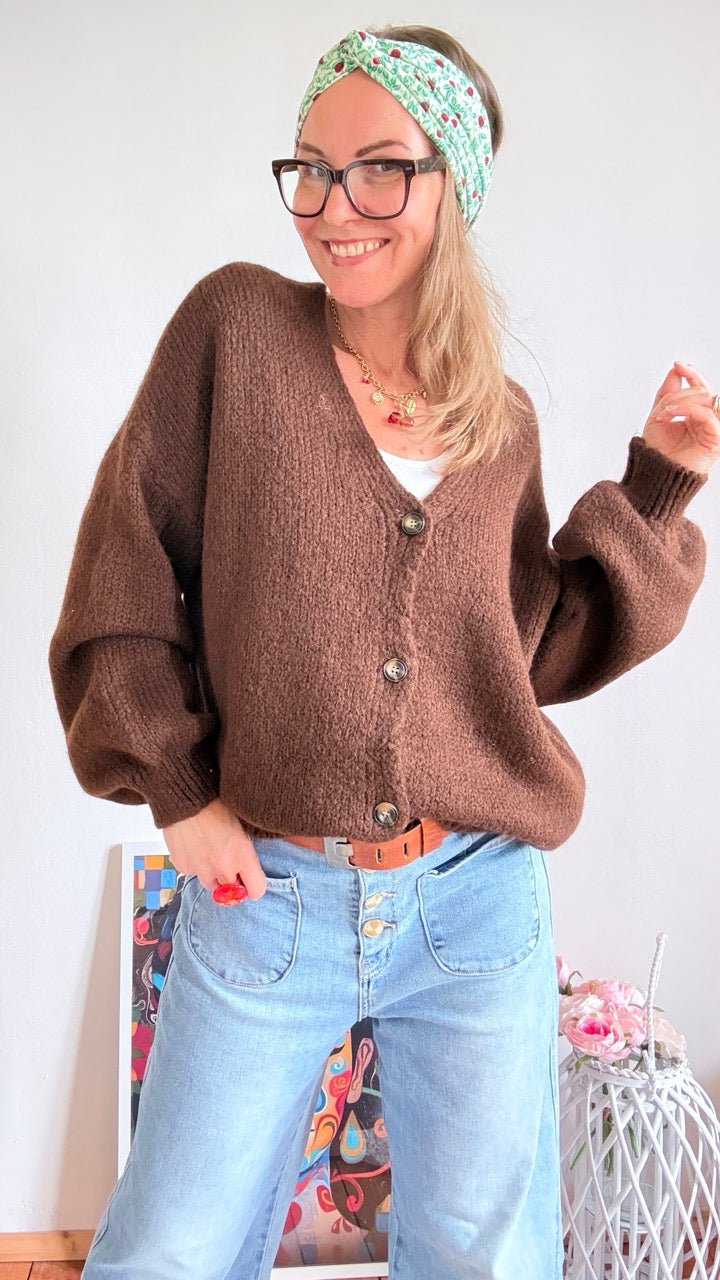 Strickjacke Aperol Schoko Braun - FROLLEIN KÄTHE Shop
