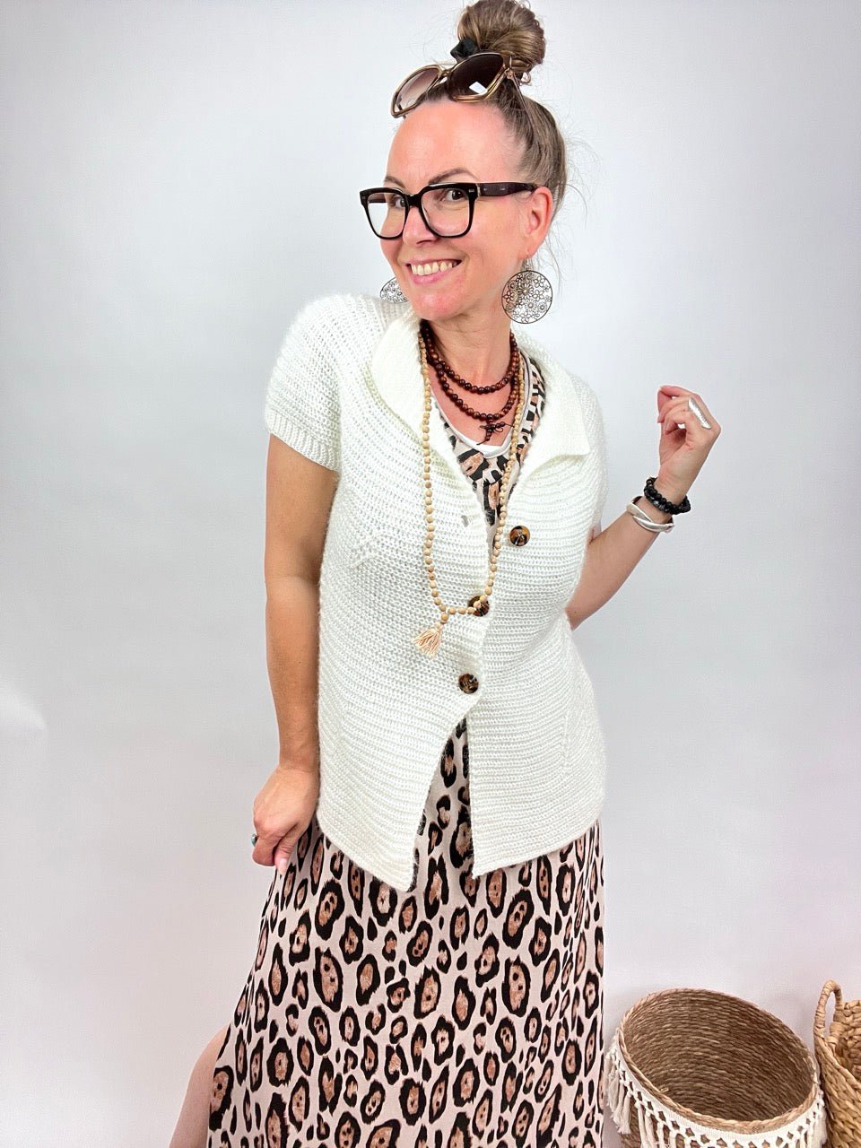 Strickjacke Bessi Wollweiß - FROLLEIN KÄTHE Shop