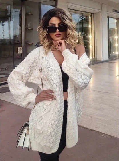 Strickjacke Blütezeit Wollweiß - FROLLEIN KÄTHE Shop