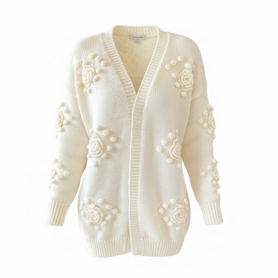 Strickjacke Blütezeit Wollweiß - FROLLEIN KÄTHE Shop