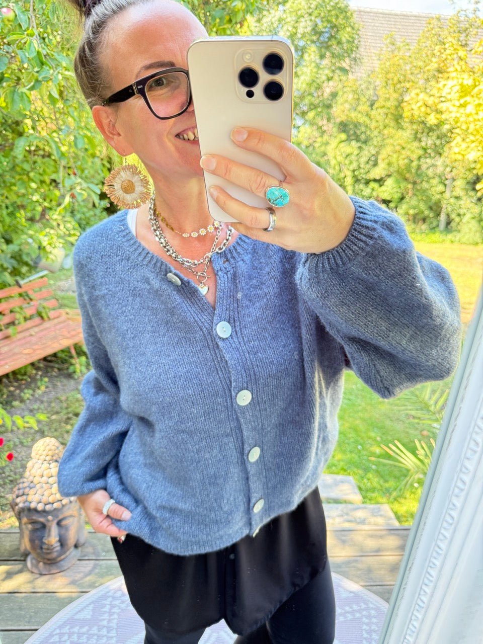 Strickjacke Edeljäckchen Blau - FROLLEIN KÄTHE Shop