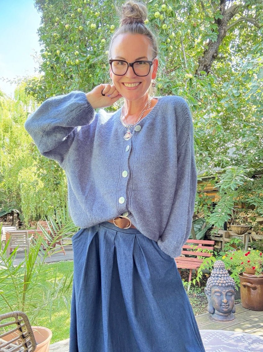 Strickjacke Edeljäckchen Blau - FROLLEIN KÄTHE Shop