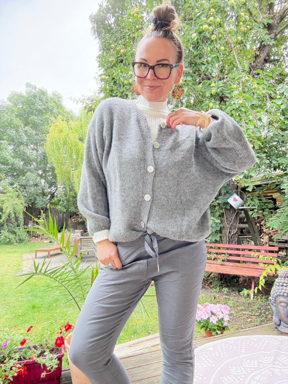 Strickjacke Edeljäckchen Grau - FROLLEIN KÄTHE Shop