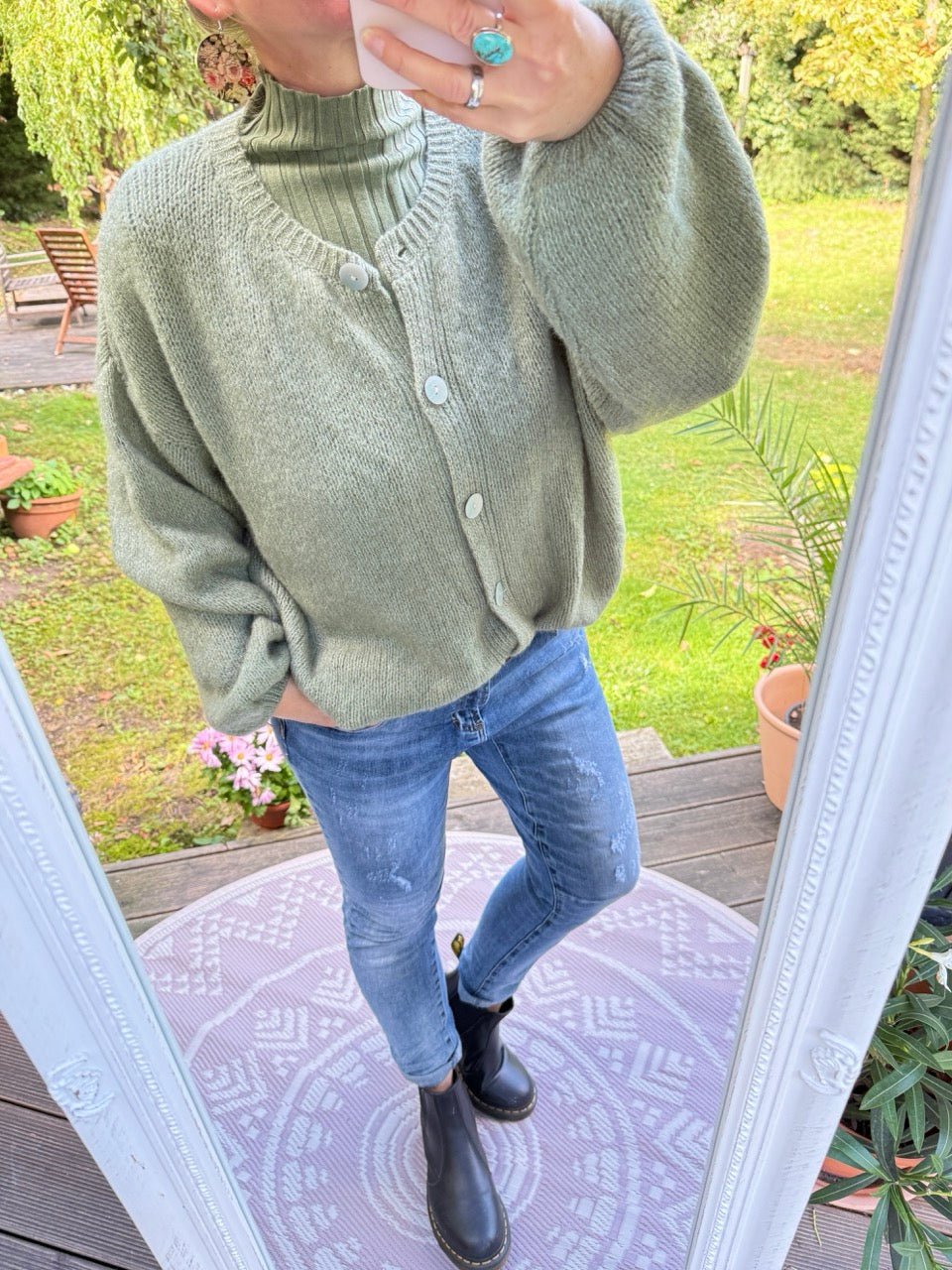 Strickjacke Edeljäckchen Salbei Olive - FROLLEIN KÄTHE Shop