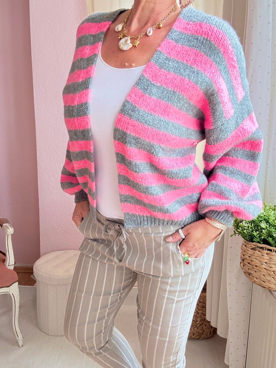 Strickjacke Good Day Blau & Grau - FROLLEIN KÄTHE Shop