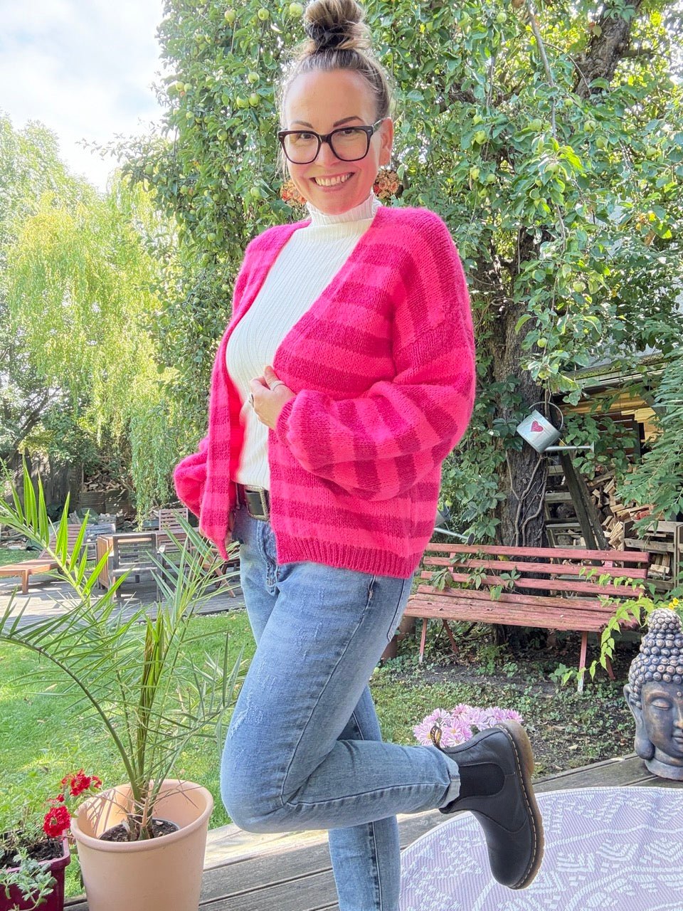 Strickjacke Good Day Fuchsia Rose - FROLLEIN KÄTHE Shop