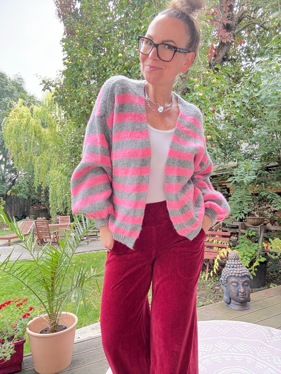 Strickjacke Good Day Hellgrau Rose - FROLLEIN KÄTHE Shop