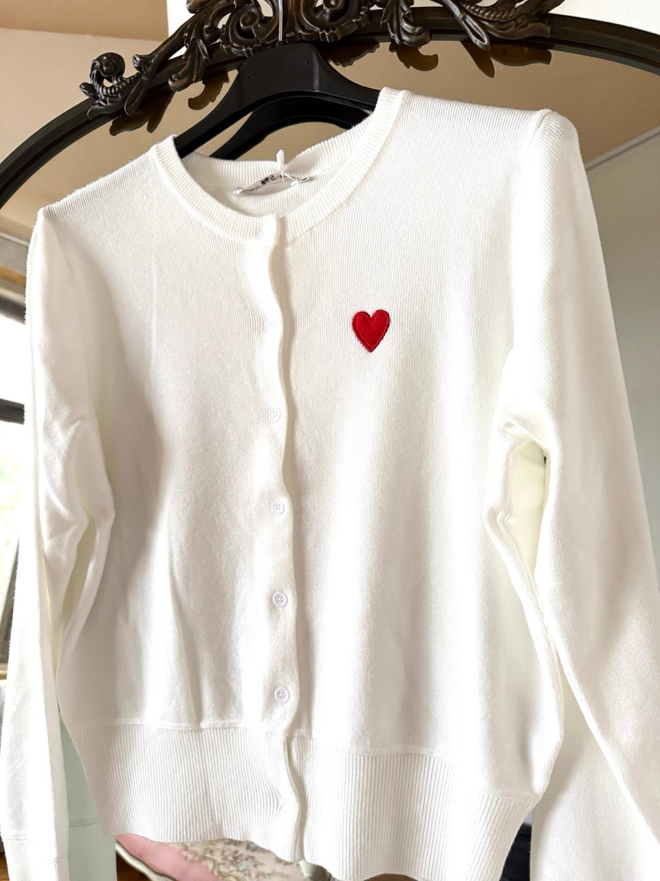 Strickjacke Heart Weiß - FROLLEIN KÄTHE Shop