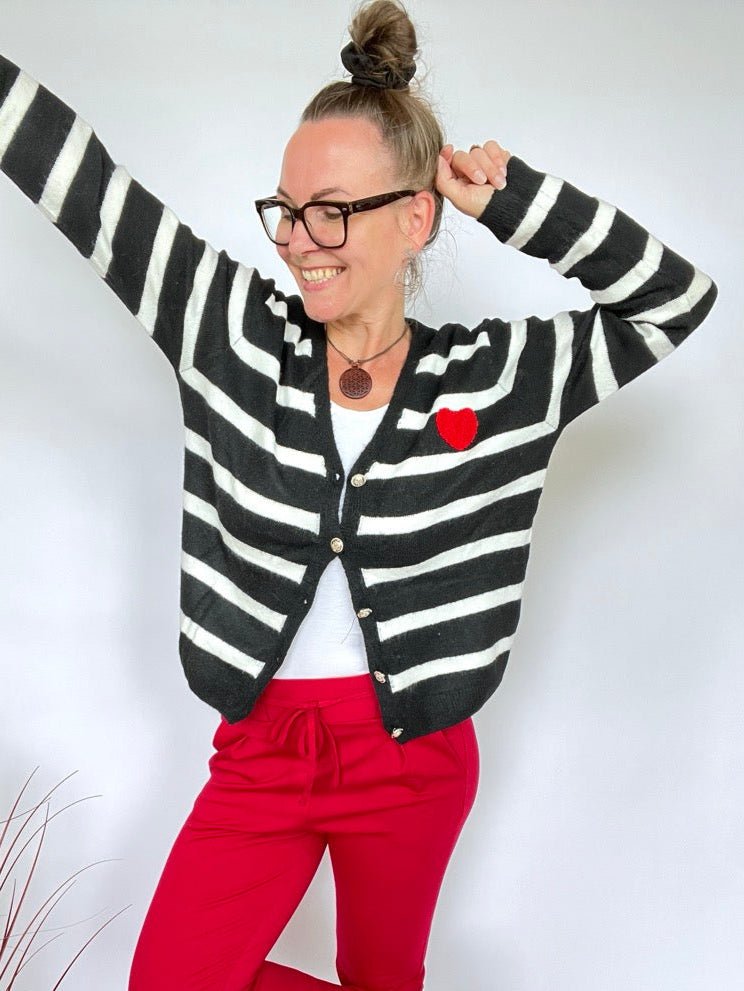 Strickjacke Herzlich Schwarz - FROLLEIN KÄTHE Shop