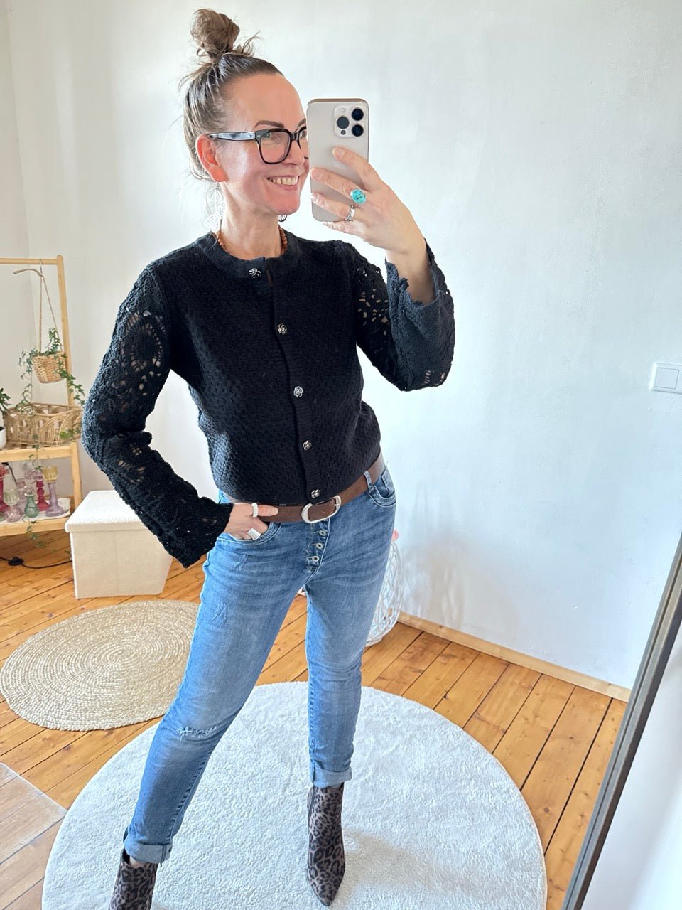 Strickjacke Isabella Schwarz - FROLLEIN KÄTHE Shop