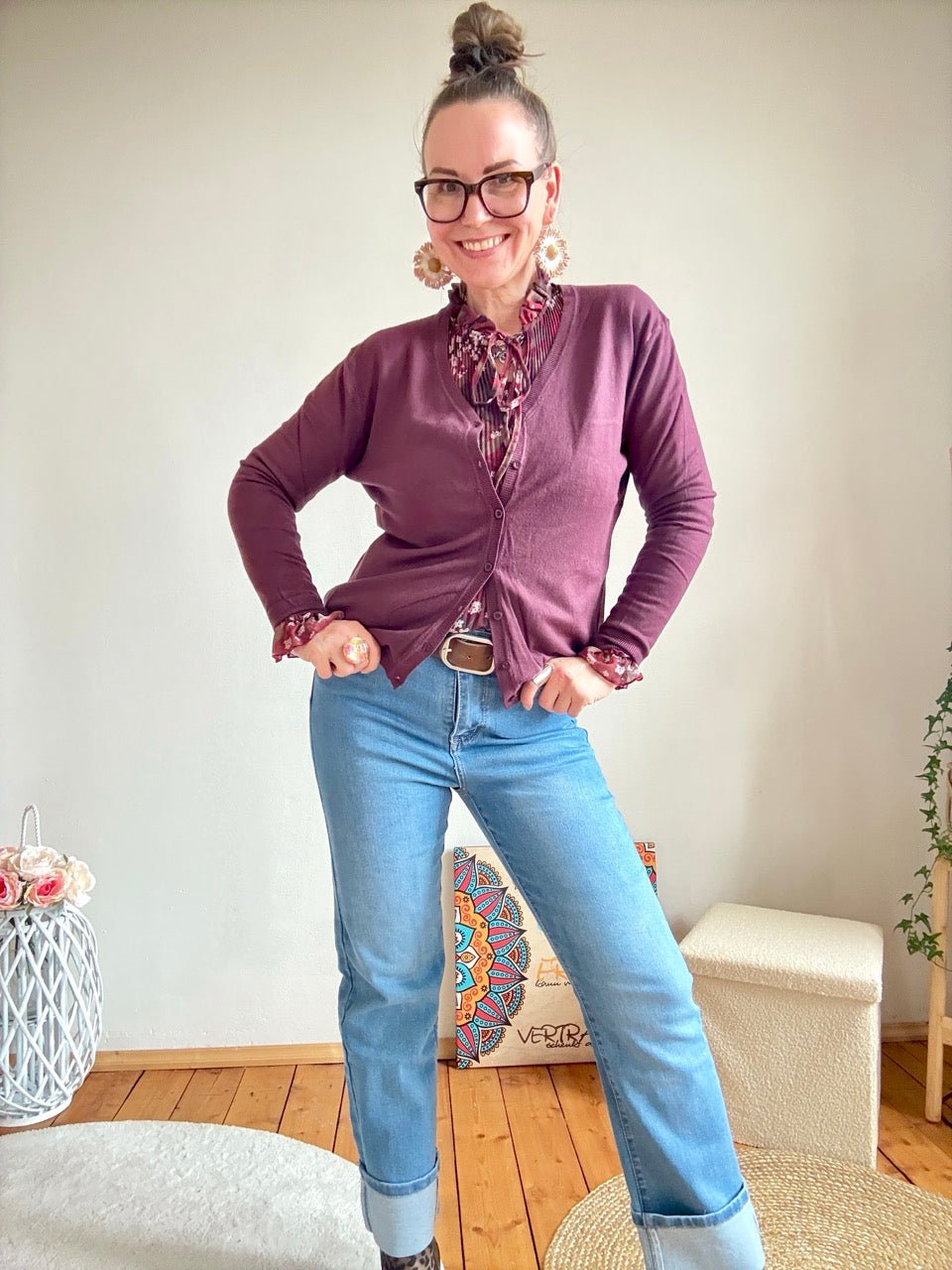 Strickjacke Ivy Burgundy - FROLLEIN KÄTHE Shop