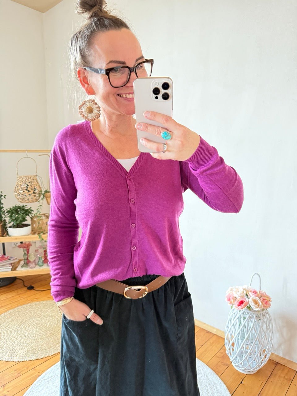 Strickjacke Ivy Magenta - FROLLEIN KÄTHE Shop