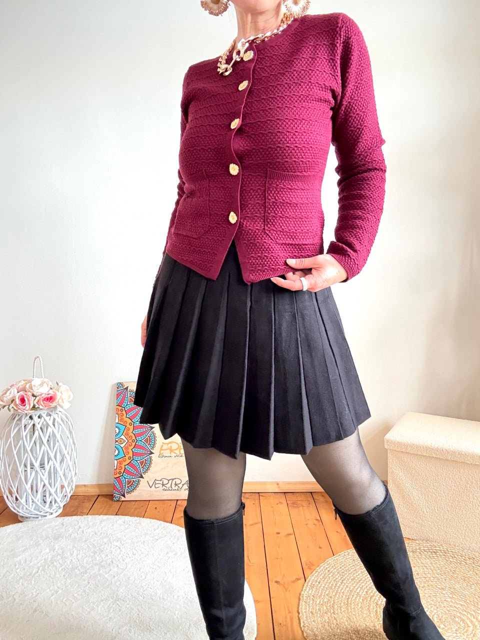 Strickjacke Johanna Cherry - FROLLEIN KÄTHE Shop