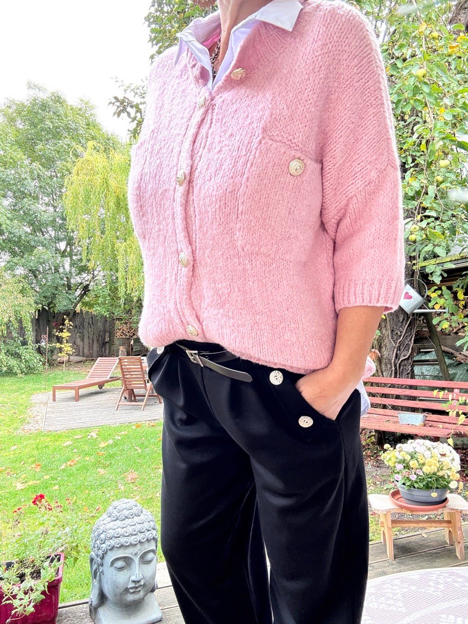 Strickjacke Kuschelwind Alt Rose - FROLLEIN KÄTHE Shop