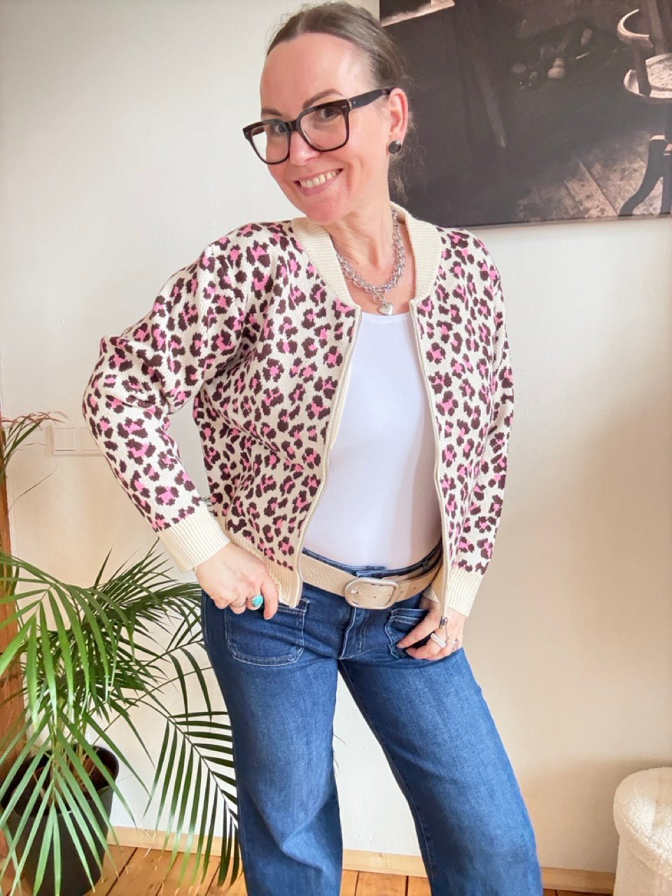 Strickjacke Leo Dance Cream Fuchsia - FROLLEIN KÄTHE Shop