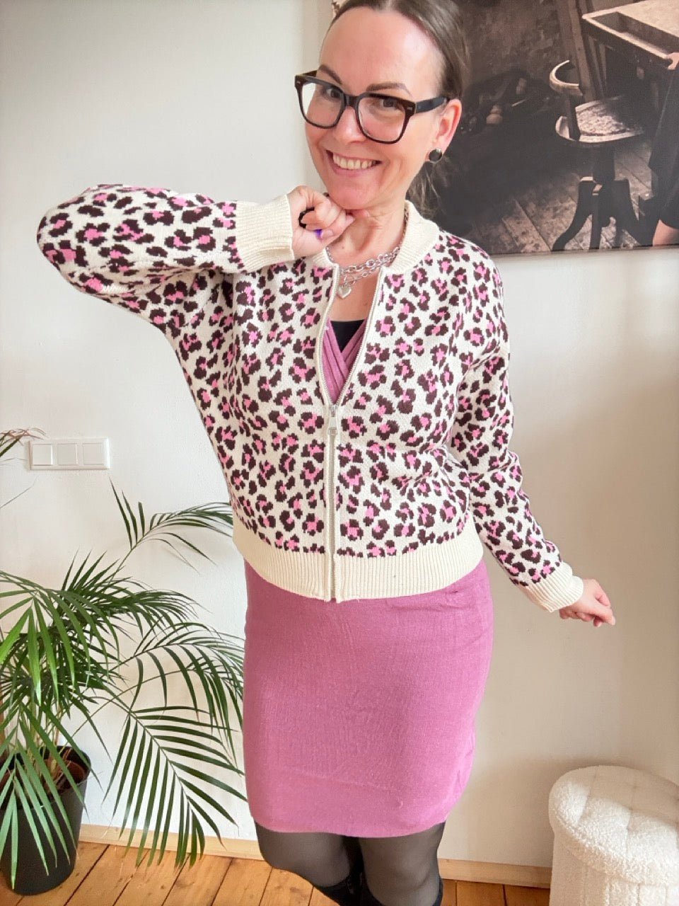 Strickjacke Leo Dance Cream Fuchsia - FROLLEIN KÄTHE Shop