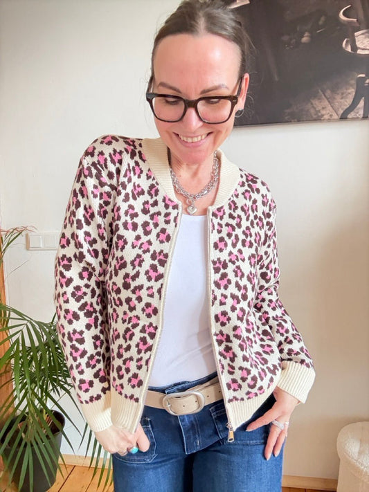 Strickjacke Leo Dance Cream Fuchsia - FROLLEIN KÄTHE Shop