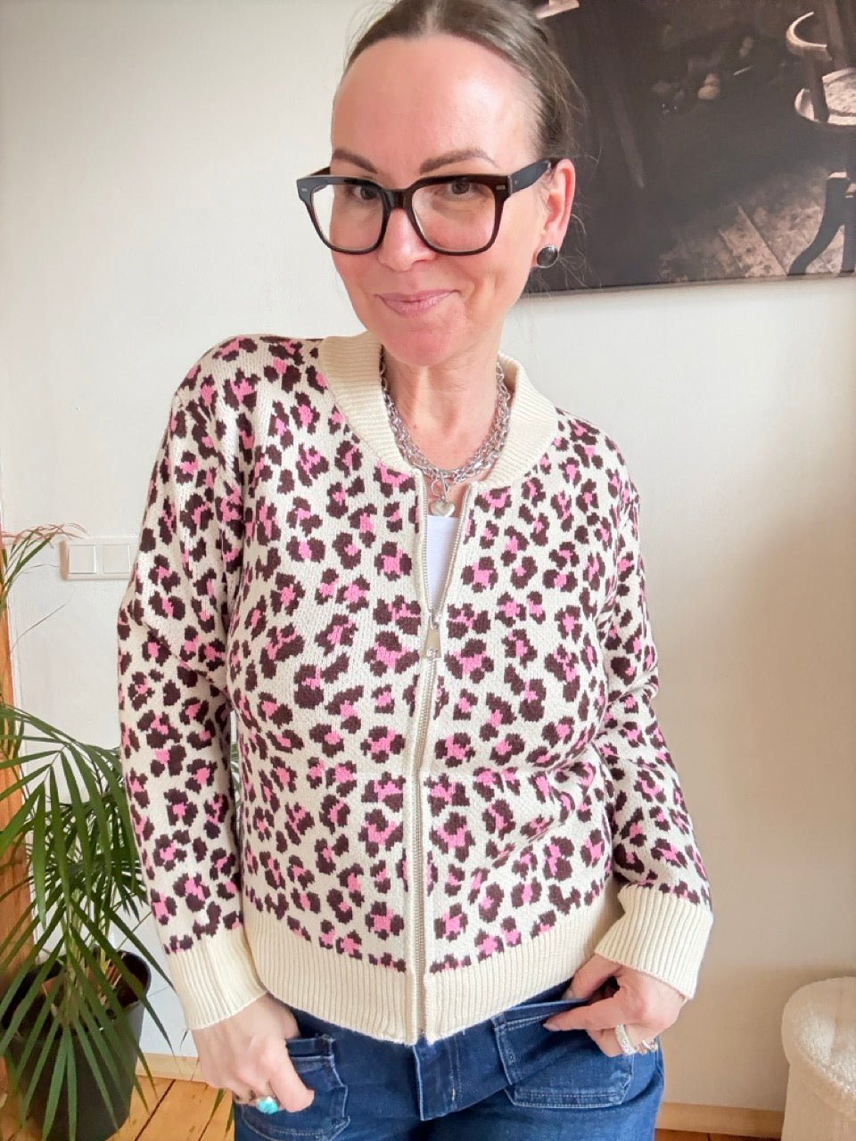 Strickjacke Leo Dance Cream Fuchsia - FROLLEIN KÄTHE Shop