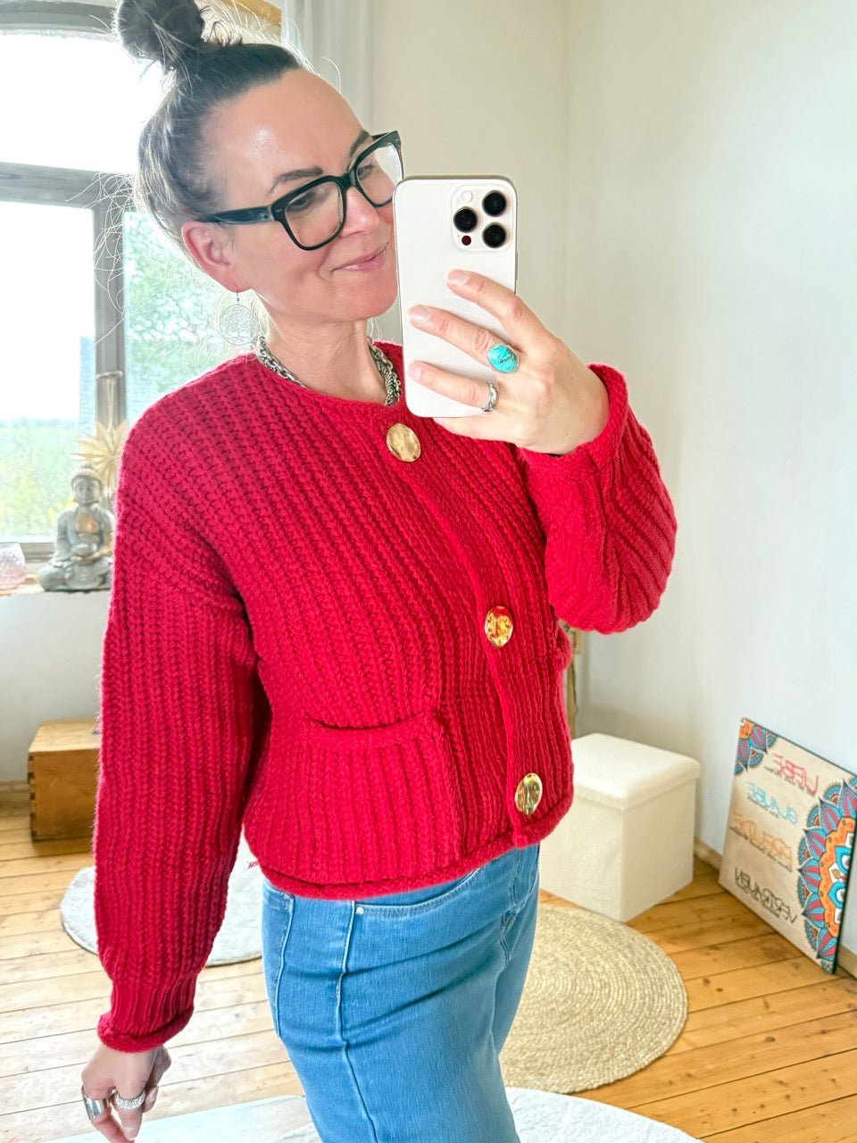 Strickjacke Liesel Rot - FROLLEIN KÄTHE Shop