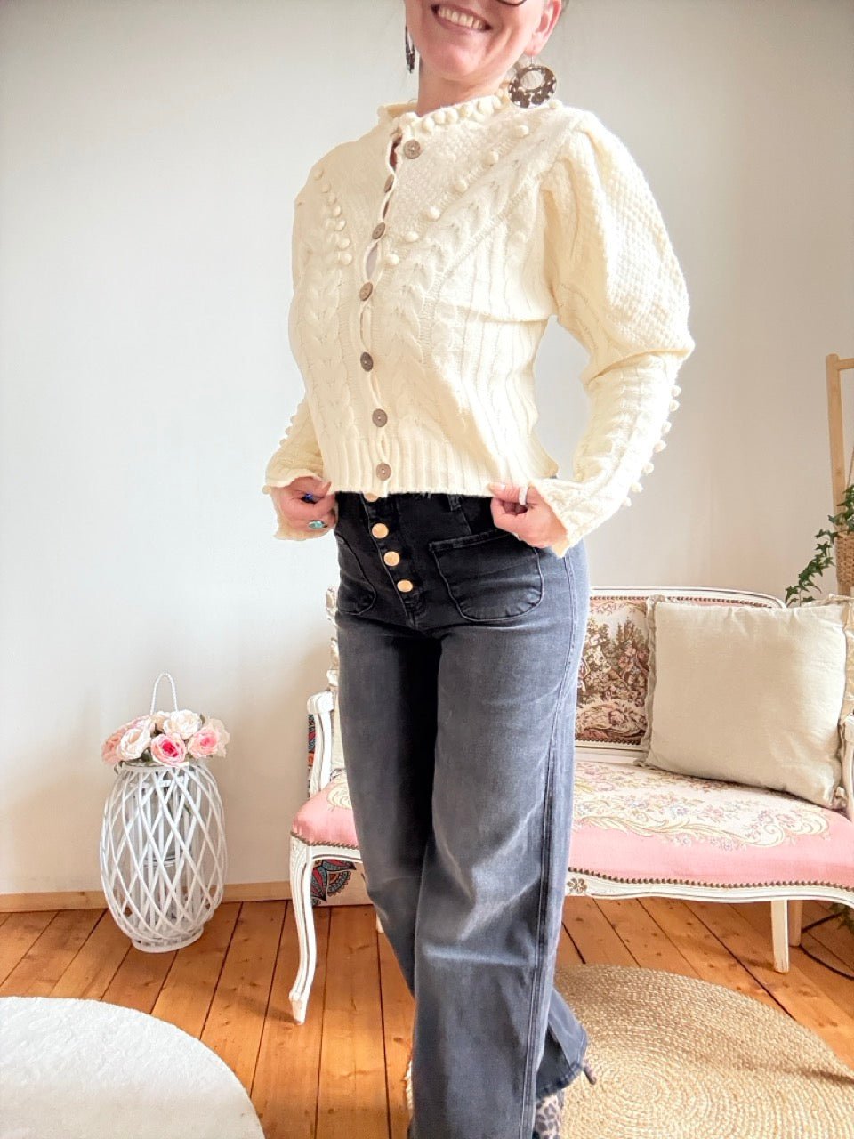 Strickjacke Maja Wollweiß - FROLLEIN KÄTHE Shop
