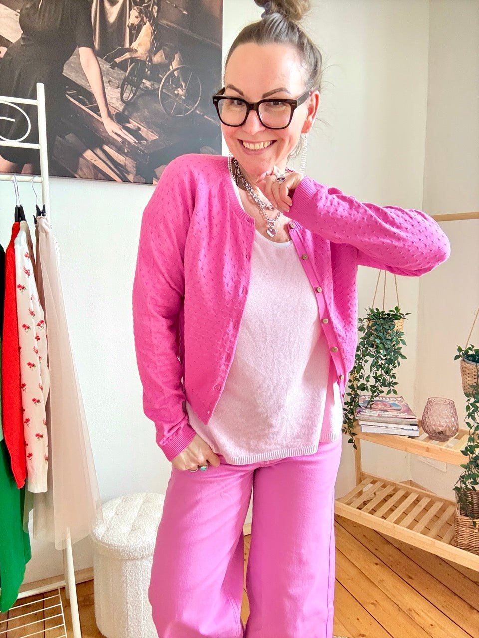 Strickjacke Miss Sunshine Magenta - FROLLEIN KÄTHE Shop