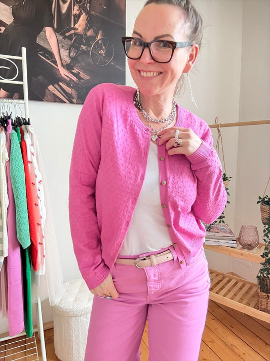 Strickjacke Miss Sunshine Magenta - FROLLEIN KÄTHE Shop