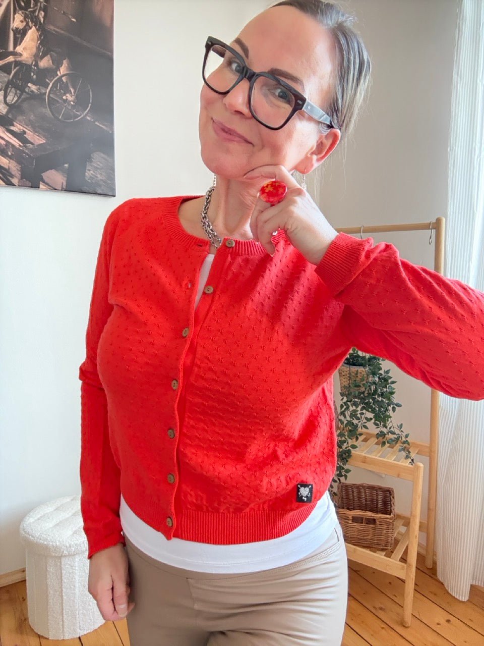 Strickjacke Miss Sunshine Rot - FROLLEIN KÄTHE Shop