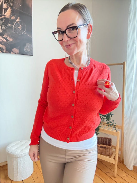 Strickjacke Miss Sunshine Rot - FROLLEIN KÄTHE Shop