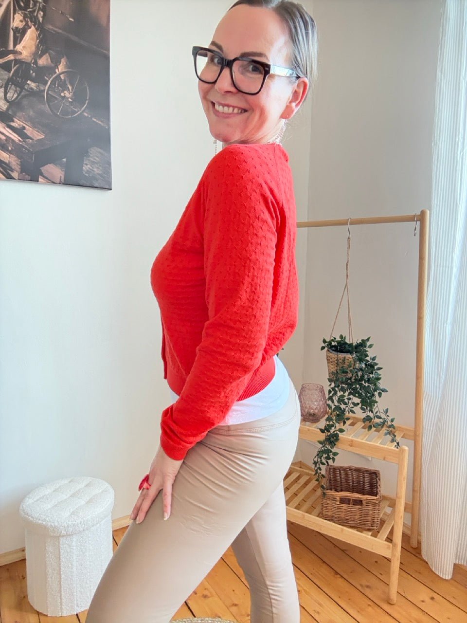 Strickjacke Miss Sunshine Rot - FROLLEIN KÄTHE Shop