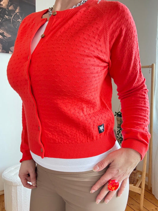 Strickjacke Miss Sunshine Rot - FROLLEIN KÄTHE Shop
