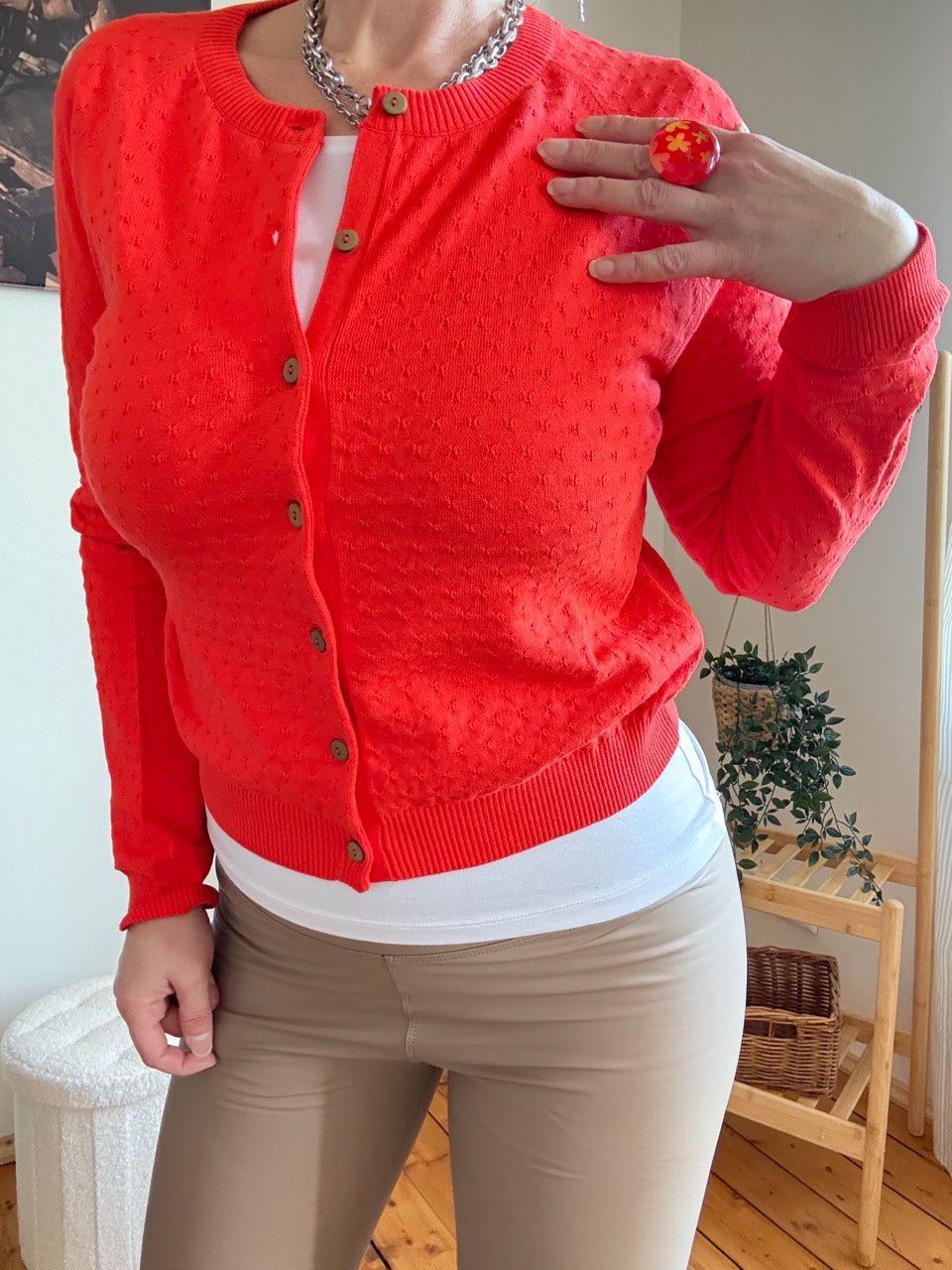 Strickjacke Miss Sunshine Rot - FROLLEIN KÄTHE Shop