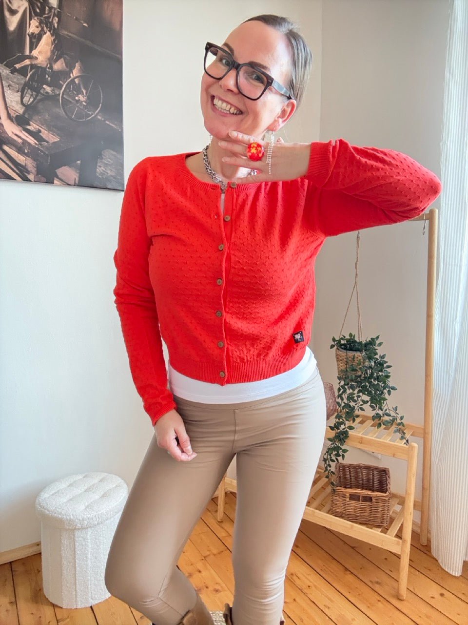 Strickjacke Miss Sunshine Rot - FROLLEIN KÄTHE Shop