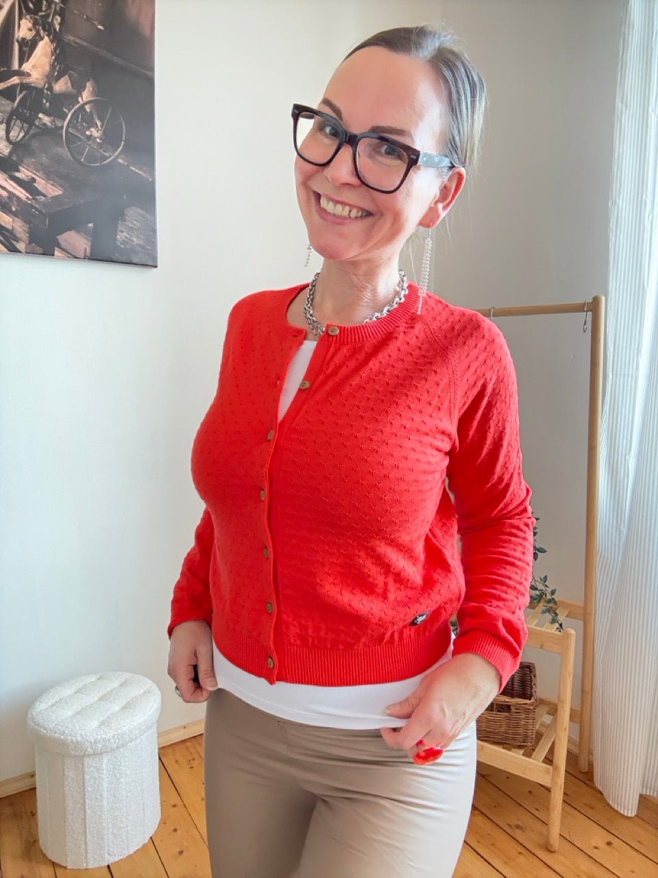 Strickjacke Miss Sunshine Rot - FROLLEIN KÄTHE Shop