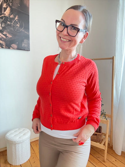 Strickjacke Miss Sunshine Rot - FROLLEIN KÄTHE Shop