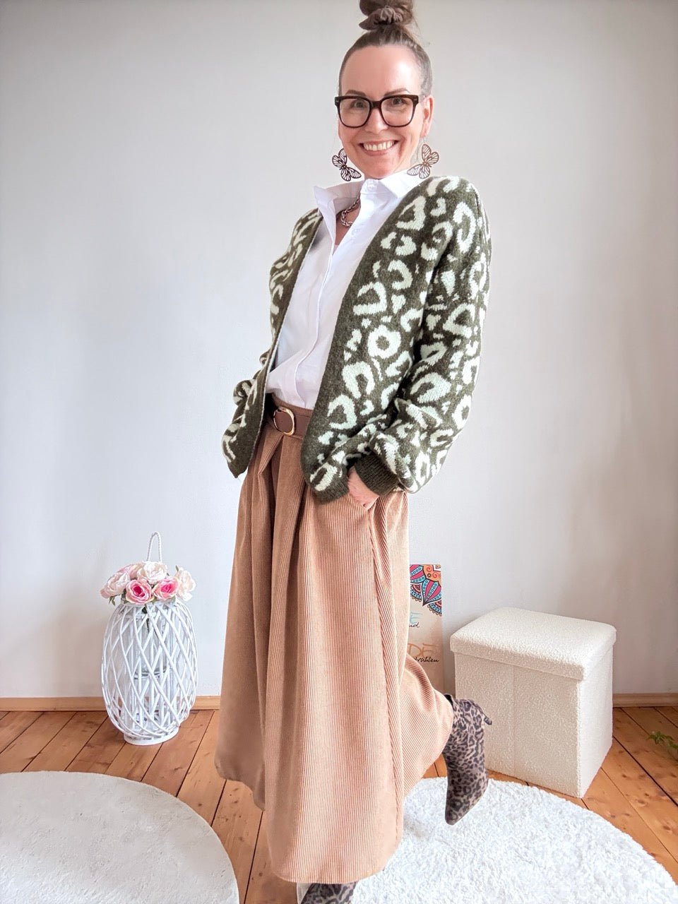 Strickjacke Nice Day Leo Grün - FROLLEIN KÄTHE Shop