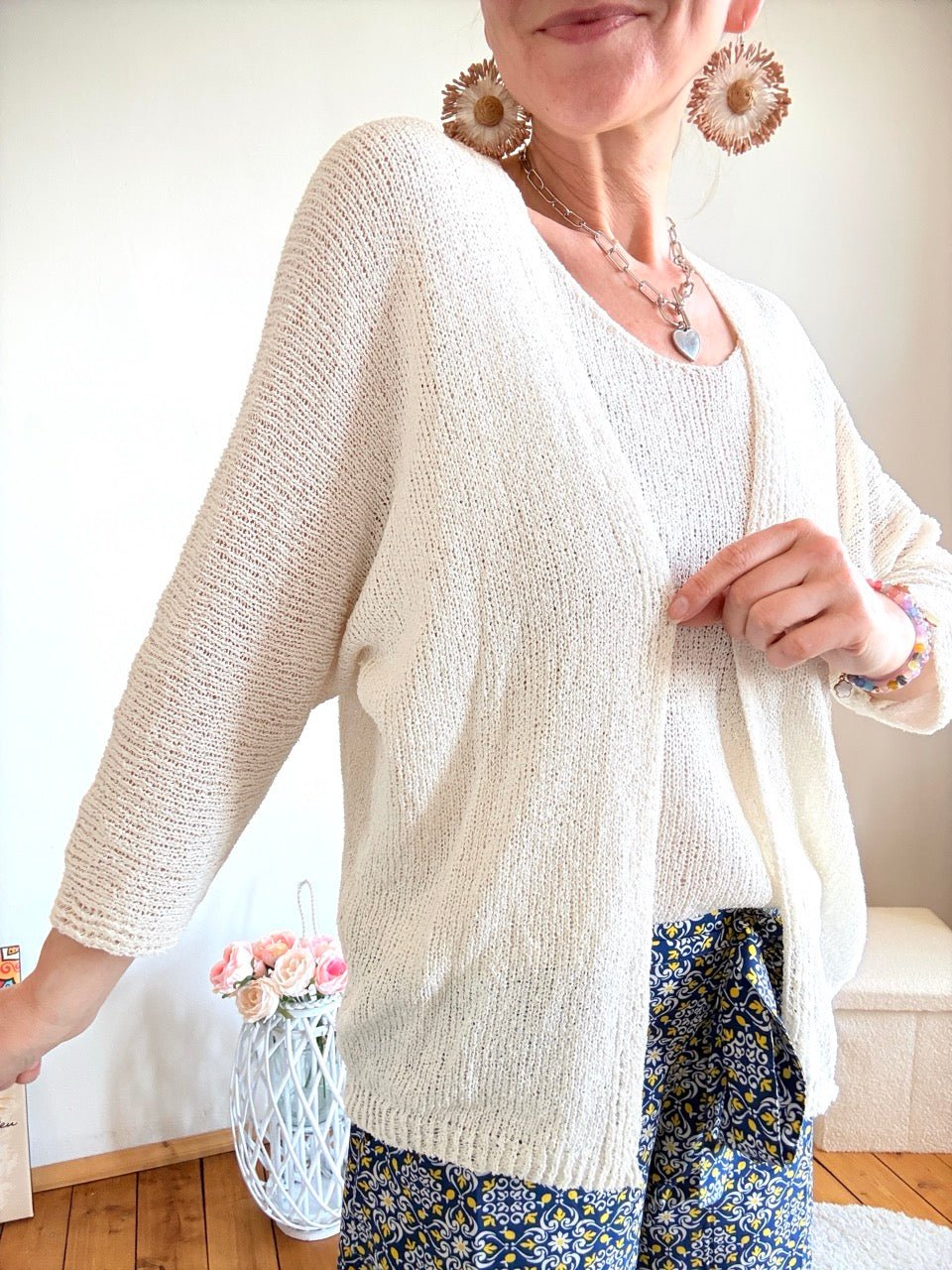 Strickjacke Resi Wollweiß - FROLLEIN KÄTHE Shop